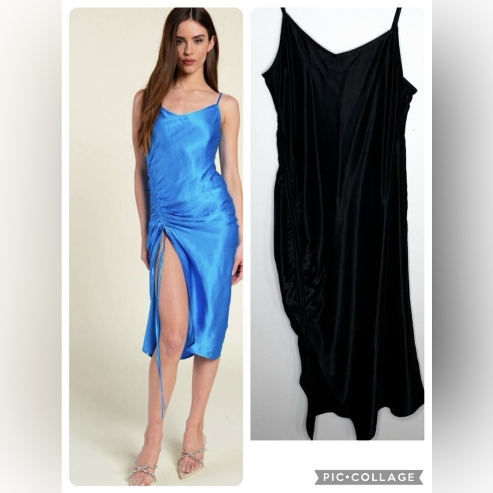 Sophie Rue Ruched Side Cami Dress Women’s L Black Cocktail
